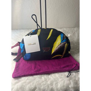 NWT Diane von Furstenberg Nylon Belt Bag Black with burgundy adjustable strap